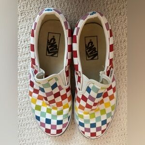 Vans Rainbow Checkerboard Slip Ons